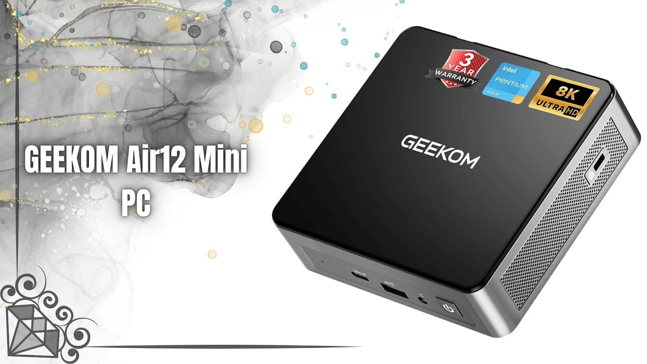 GEEKOM Air12 Mini PC – Intel 7505, 8GB RAM, 256GB SSD, Triple 4K Display