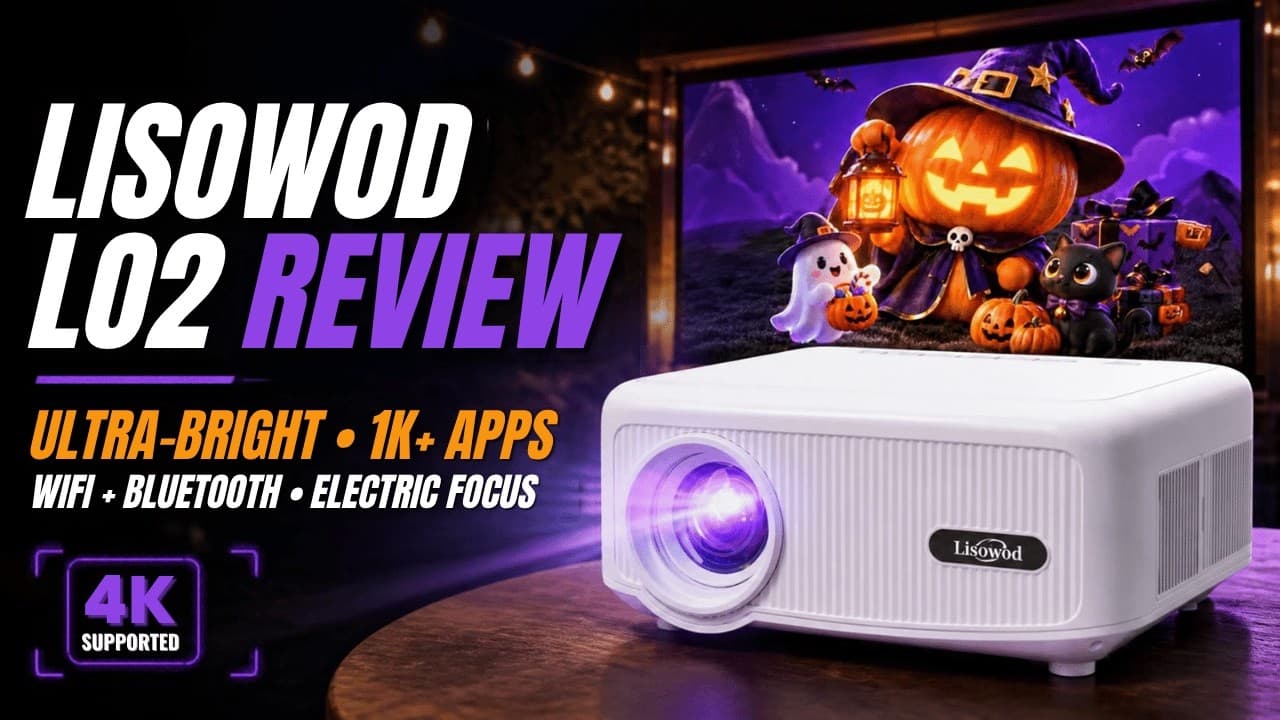 Lisowod Smart Outdoor Projector – 4K Support, WiFi, Bluetooth & Built-in Apps